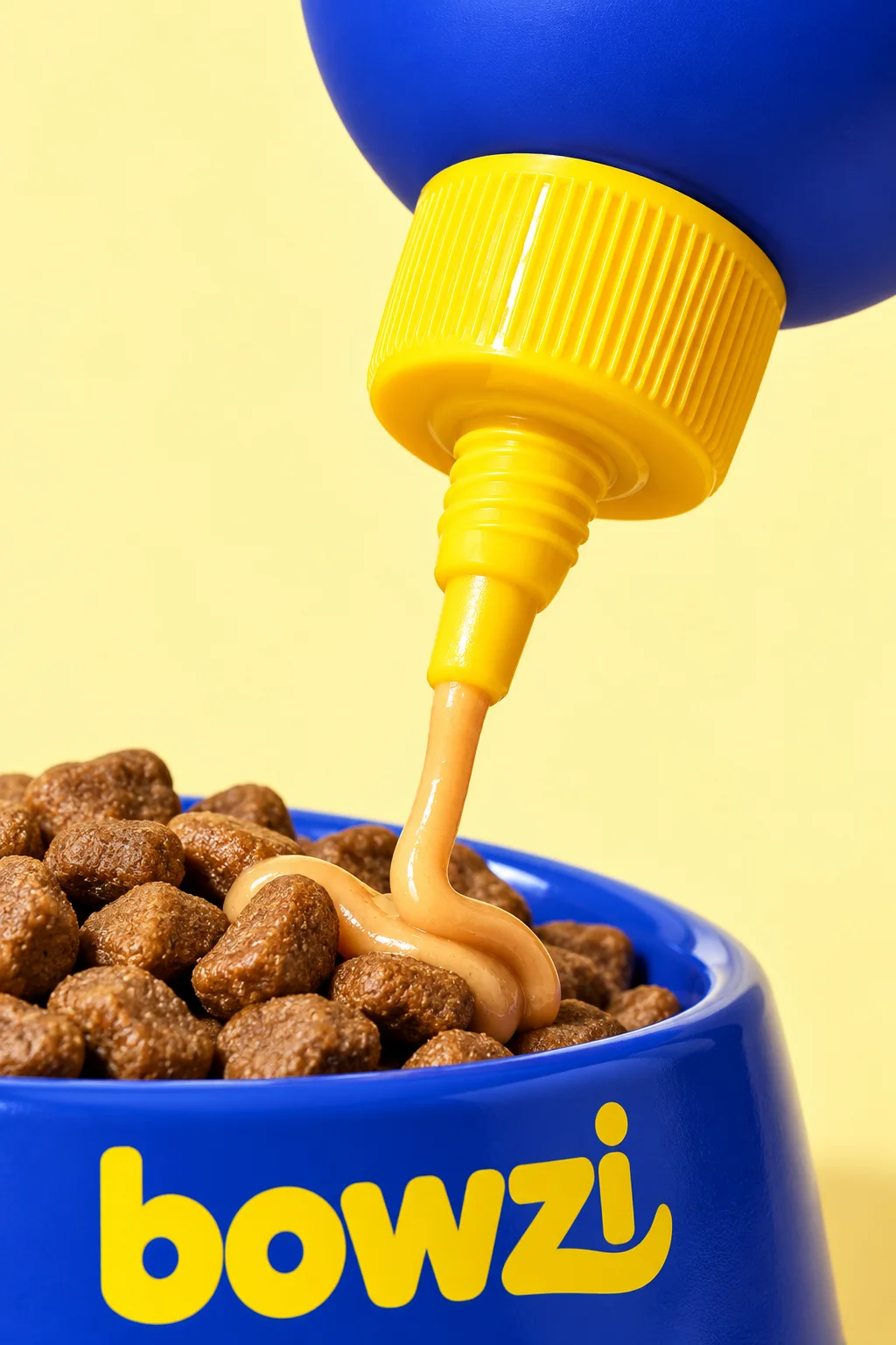 The Bowzi nozzle pouring onto kibble